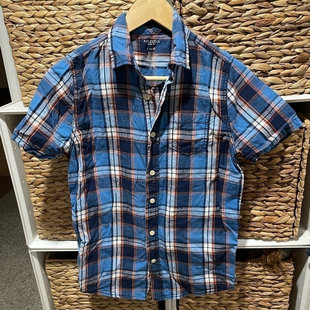 Boys Arizona Short-Sleeve Collared Shirt Checkered (Size 14/16)